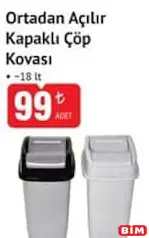 ORTADAN AÇILIR KAPAKLI ÇÖP KOVASI 18 LT